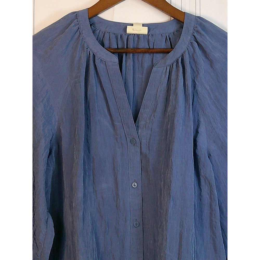 a.n.a. Blue Crinkled Polyester Long Sleeve Top Blouse-Large NWT/RTL $44 - Picture 3 of 11